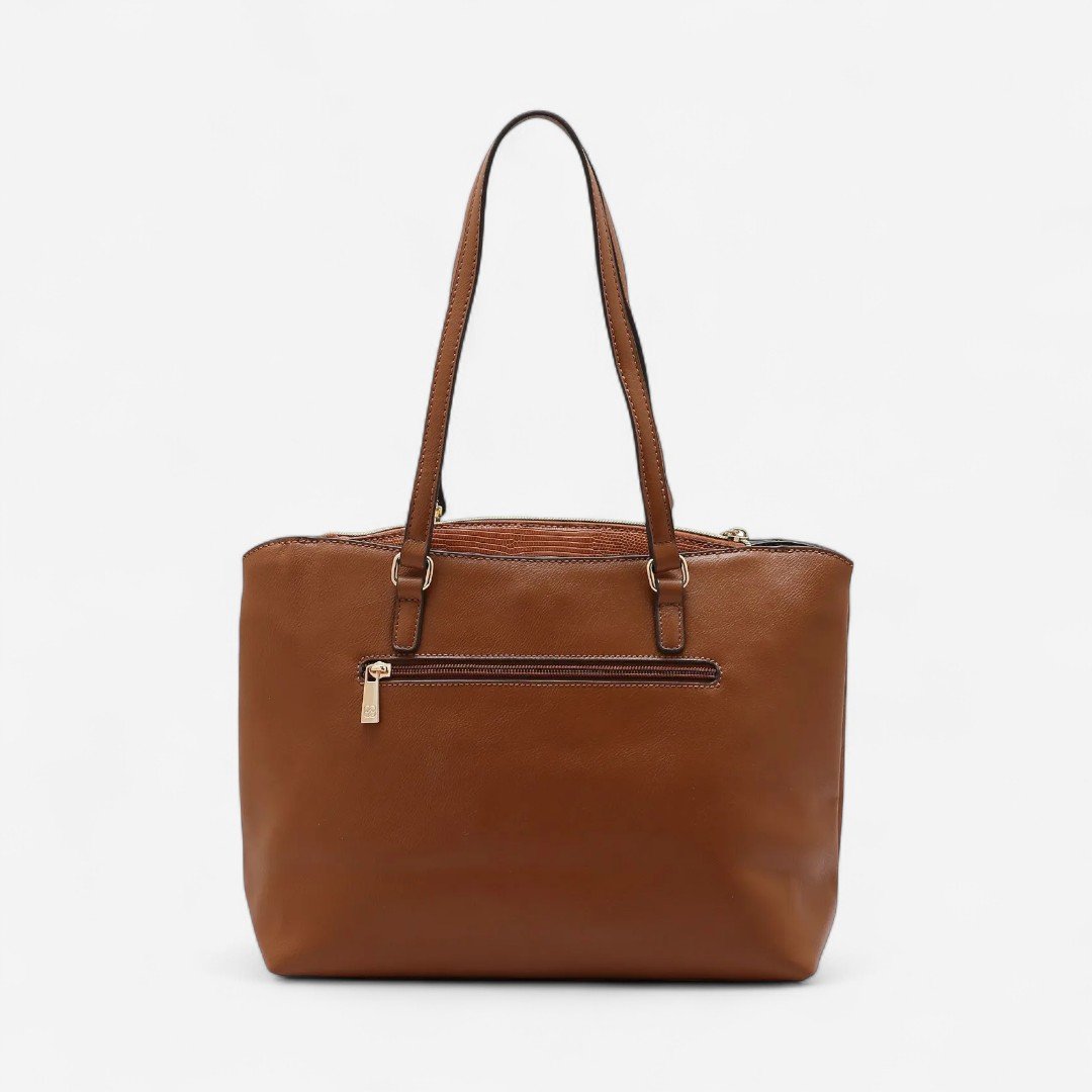 Bolsa Feminina Chenson Croco Estruturada Marrom Marrom 2