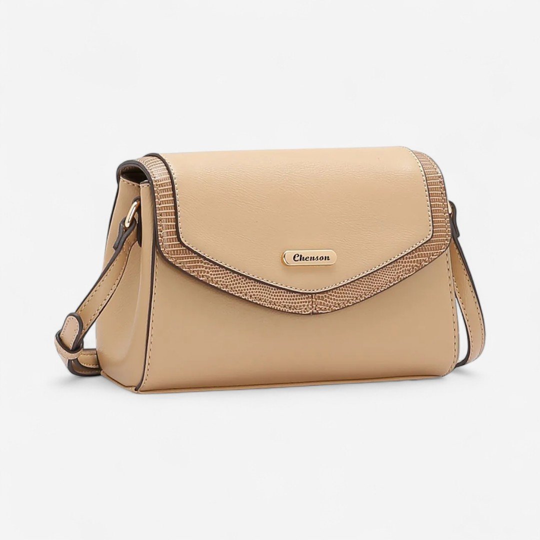 Bolsa Feminina Chenson Detalhe Croco Bege