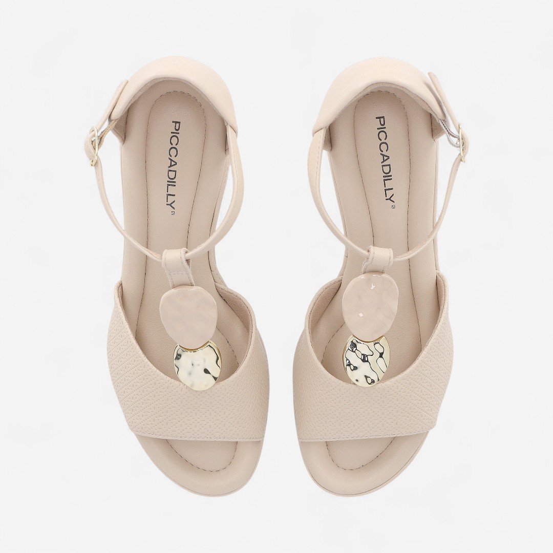 Sandália Piccadilly Salto Bloco Bege Brule 3