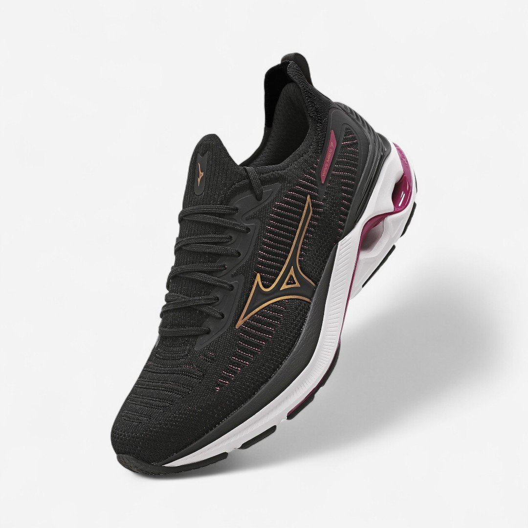 Tênis de Corrida Feminino Mizuno Wave Mirai 7 Preto Preto/Bordô 2