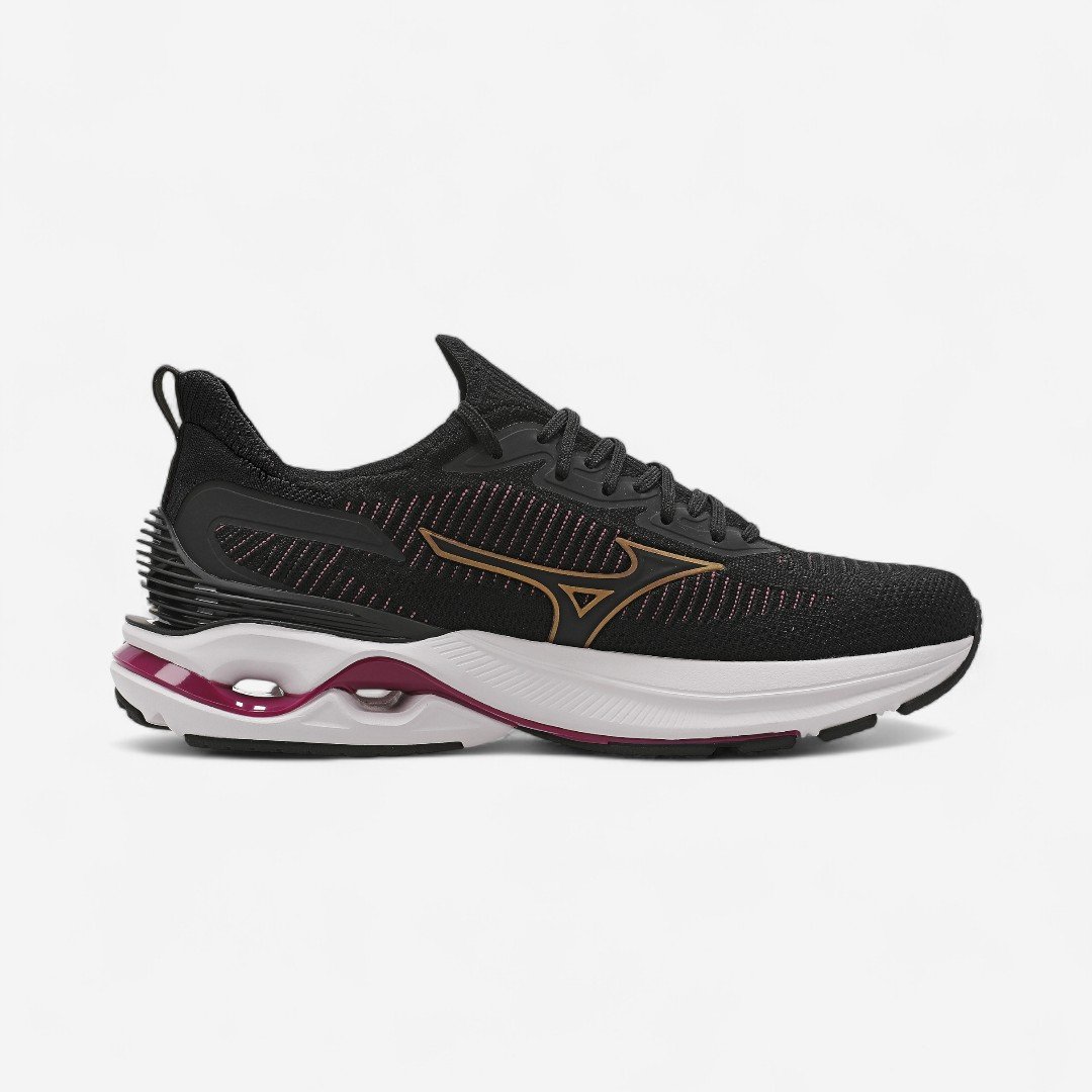 Tênis de Corrida Feminino Mizuno Wave Mirai 7 Preto Preto/Bordô 3