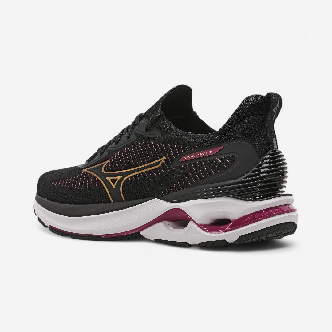 Tênis de Corrida Feminino Mizuno Wave Mirai 7 Preto Preto/Bordô 6