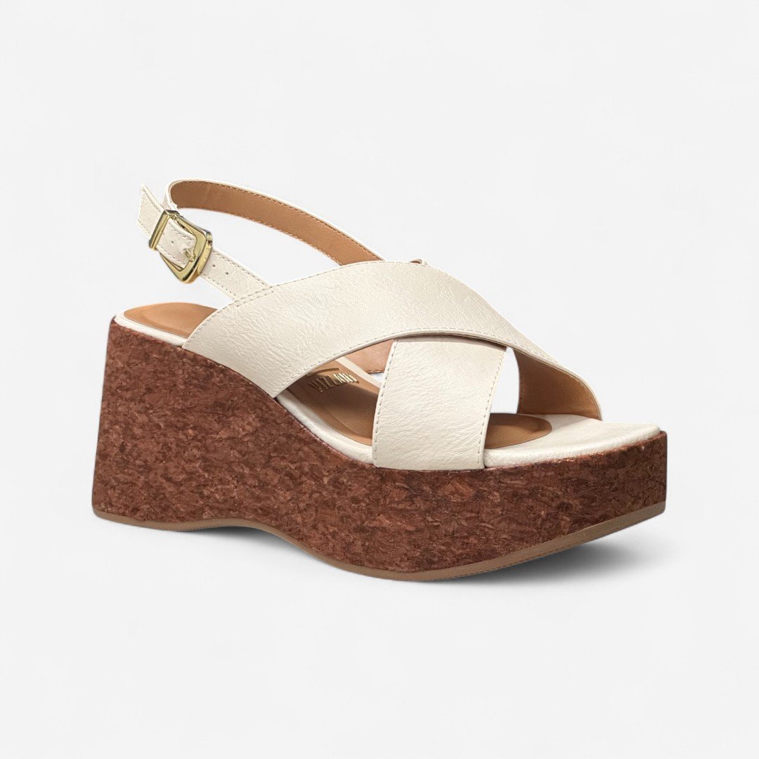 Sandália Plataforma Vizzano Cortiça Off White Branco Off 2