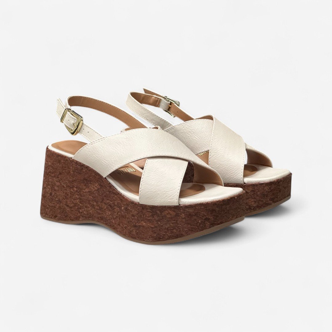 Sandália Plataforma Vizzano Cortiça Off White Branco Off 3
