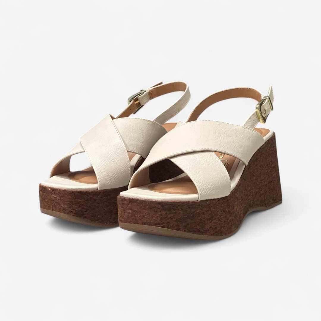 Sandália Plataforma Vizzano Cortiça Off White Branco Off 4