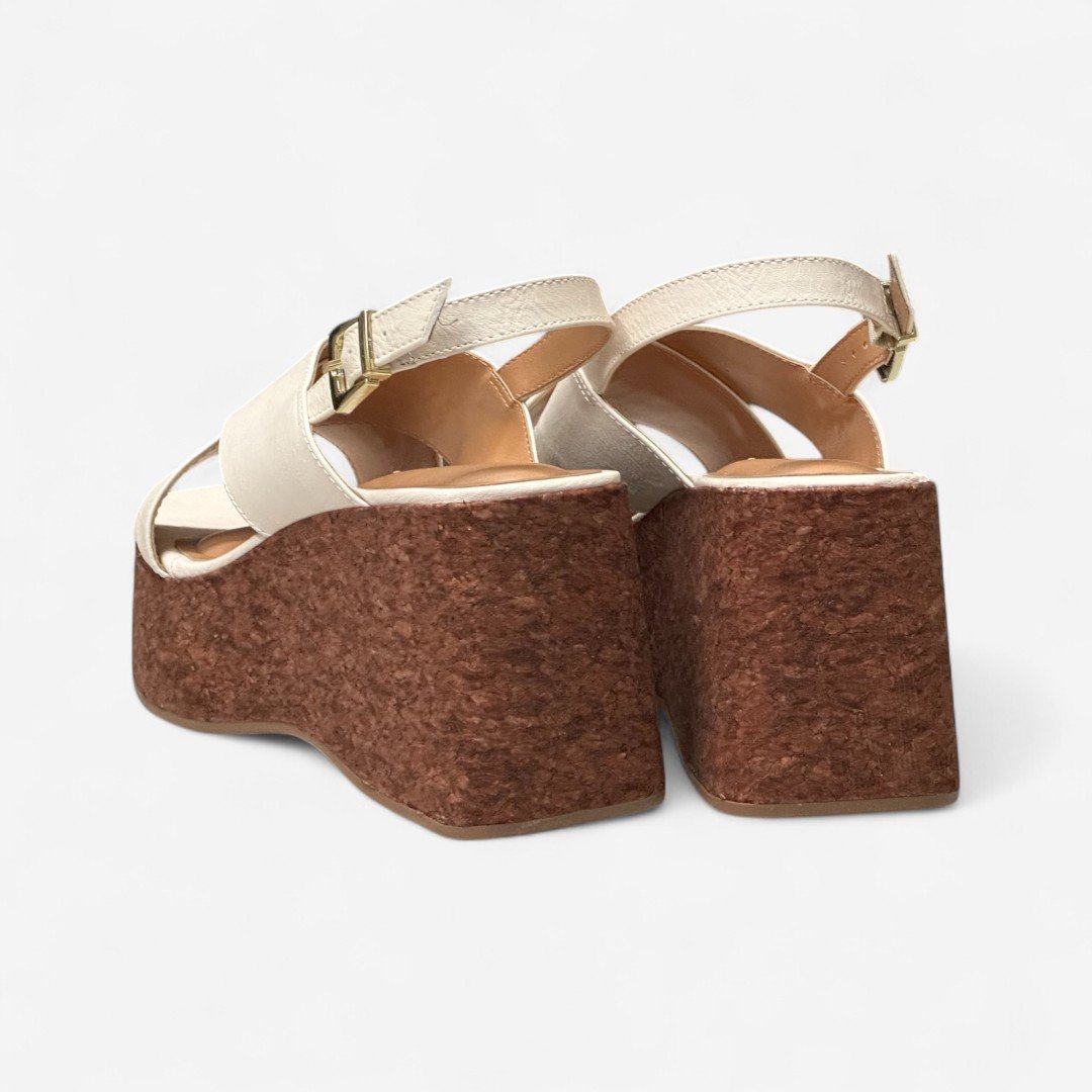 Sandália Plataforma Vizzano Cortiça Off White Branco Off 5