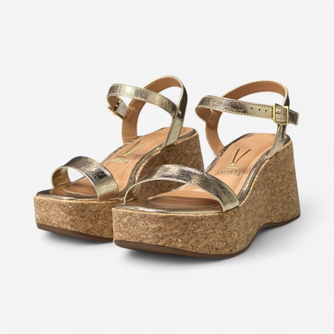 Sandália Plataforma Vizzano Feminina Metalizada Dourada Dourado 4