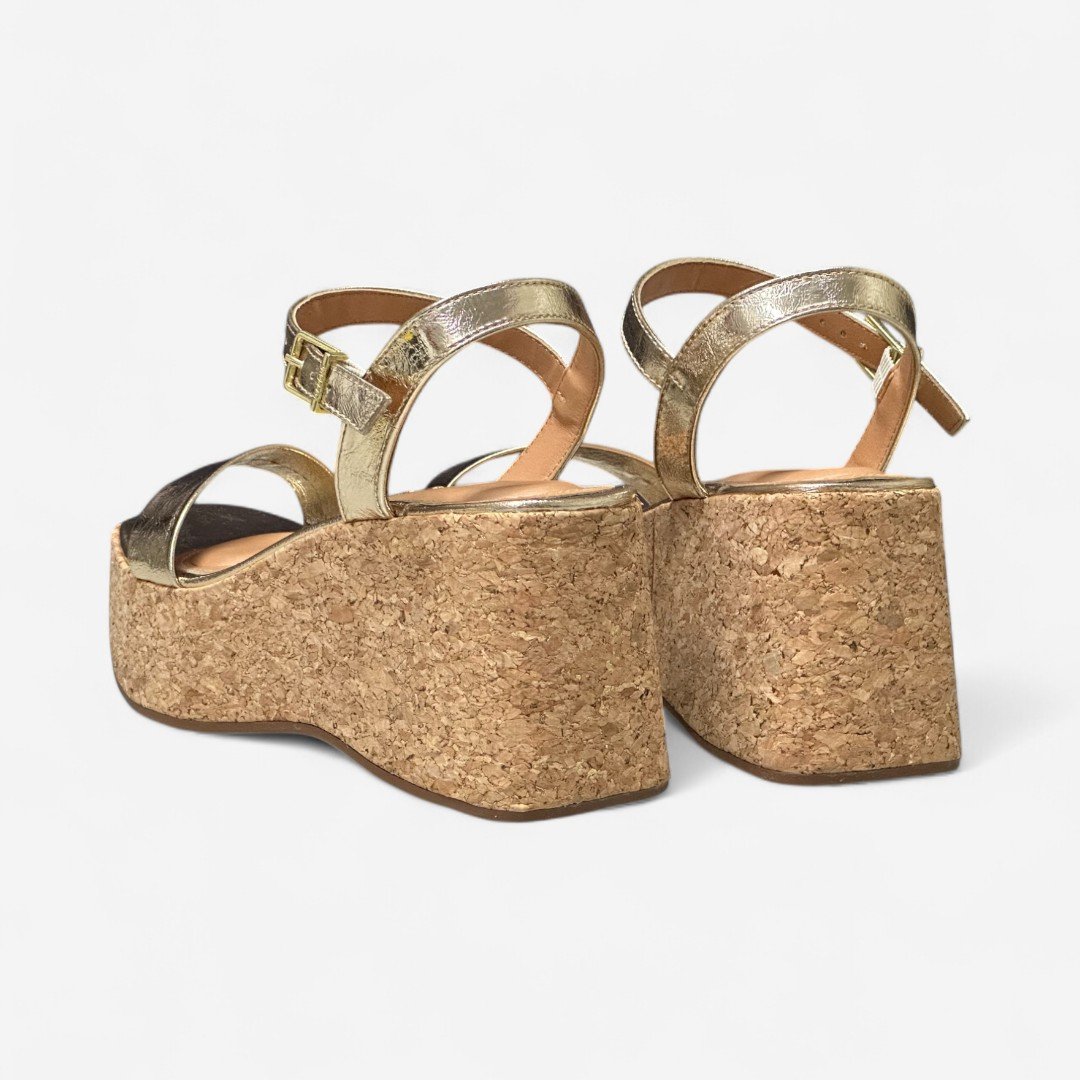 Sandália Plataforma Vizzano Feminina Metalizada Dourada Dourado 5