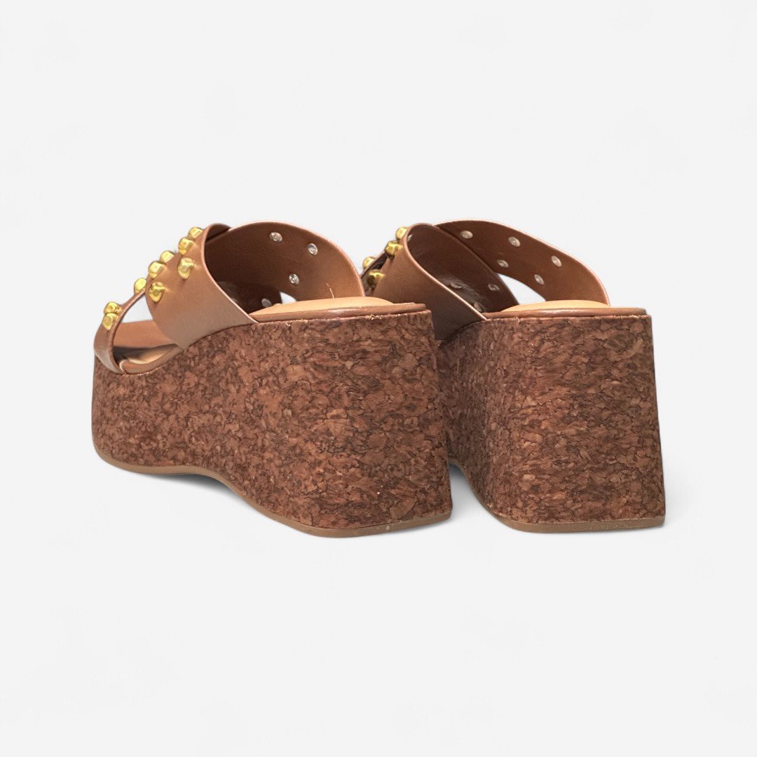 Tamanco Plataforma Vizzano Com Rebites Marrom Mocca 5