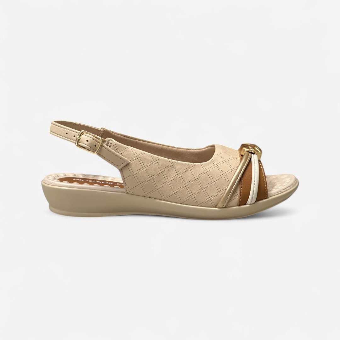 Sandália Rasteira Piccadilly Bege