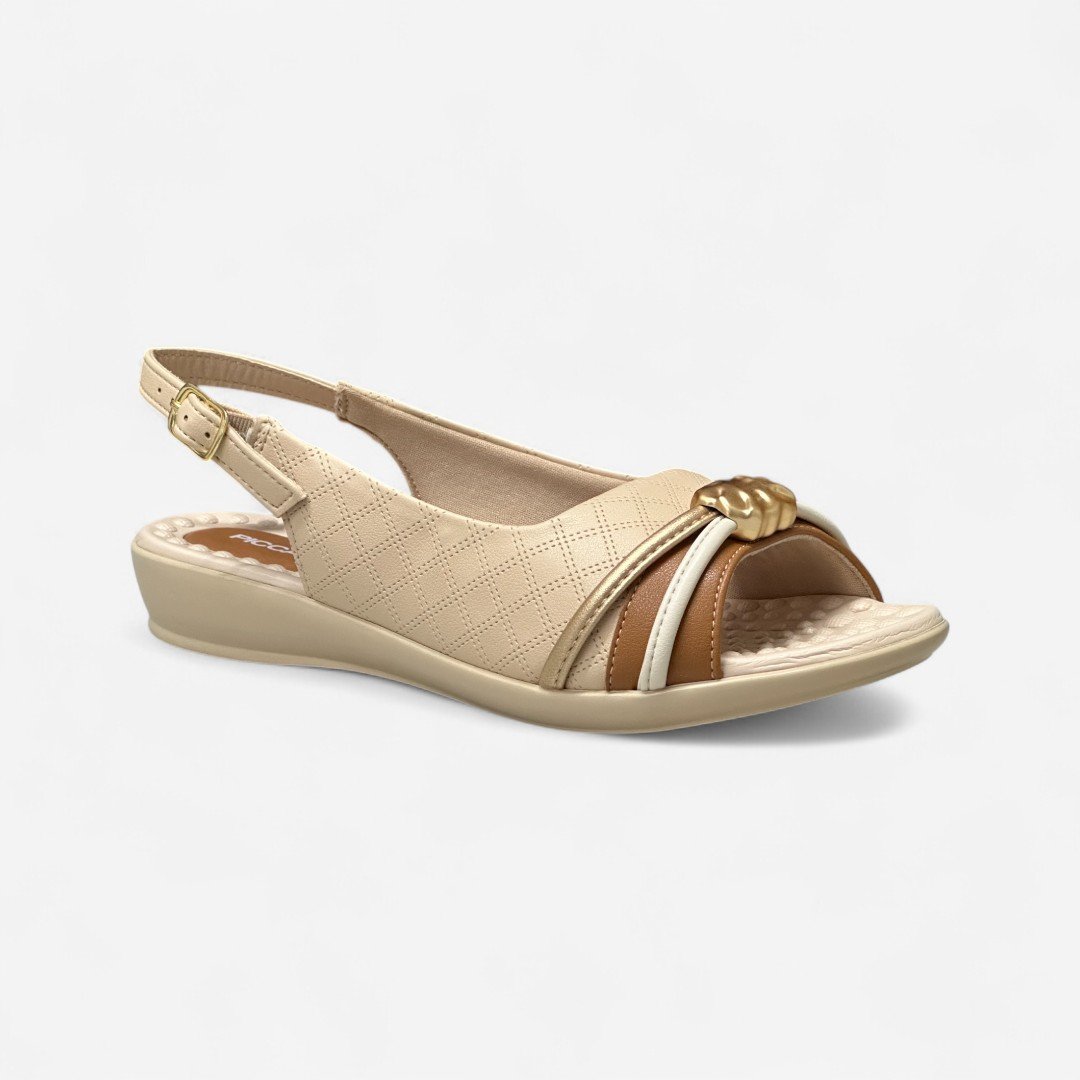 Sandália Rasteira Piccadilly Bege Brule 2
