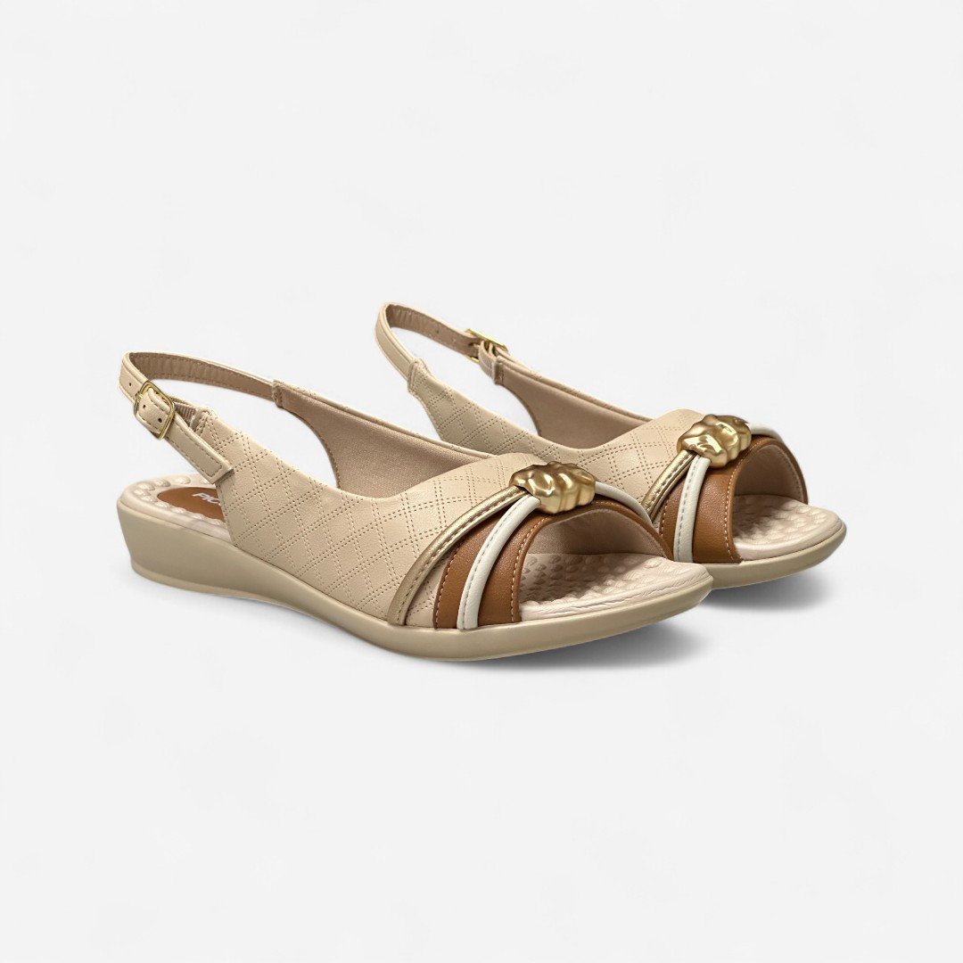 Sandália Rasteira Piccadilly Bege Brule 3