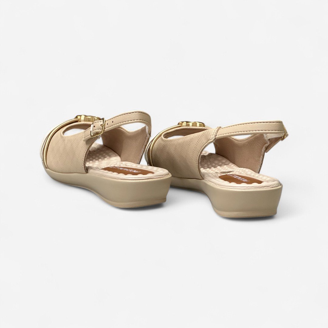 Sandália Rasteira Piccadilly Bege Brule 5
