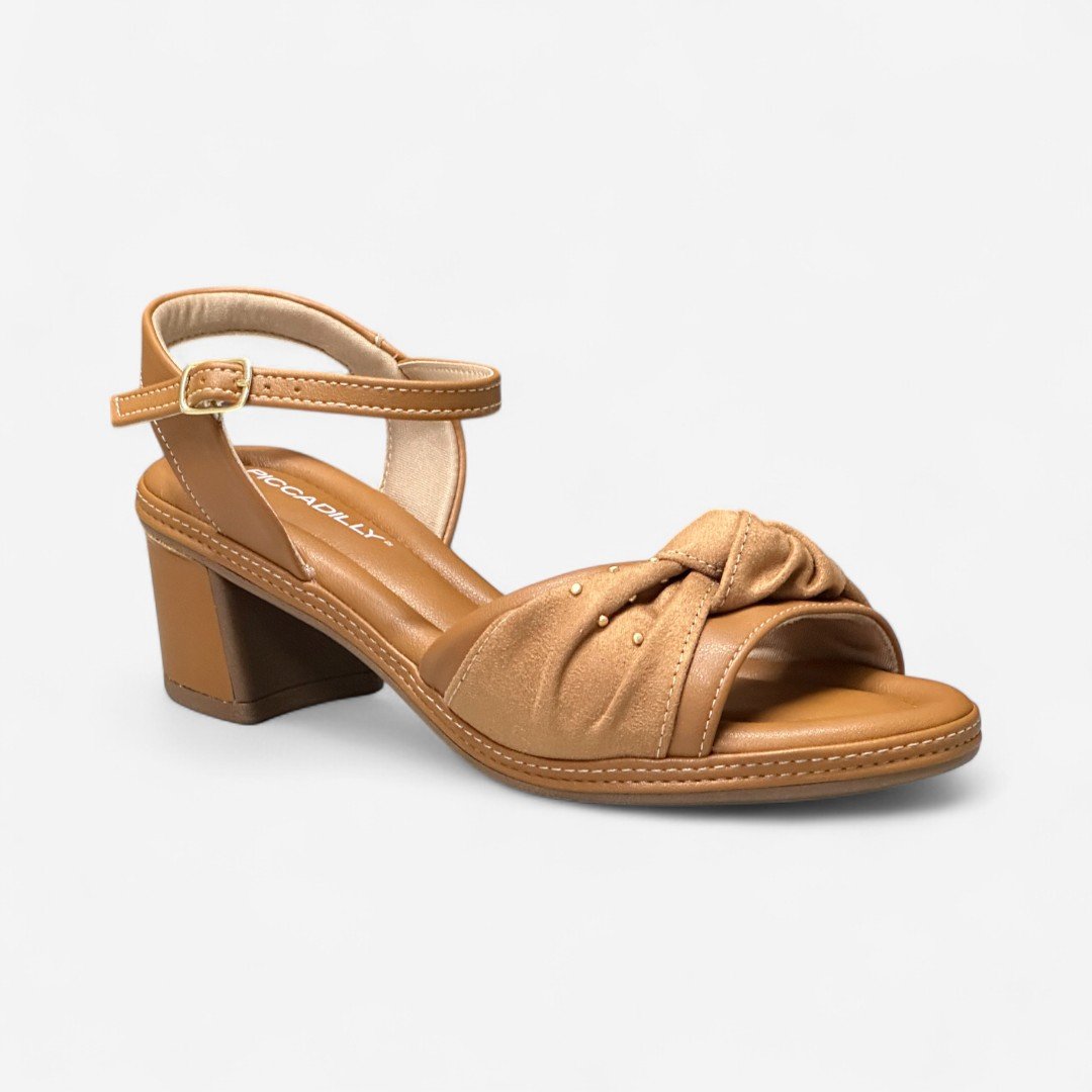 Sandália Piccadilly Salto Bloco Carmurça Marrom Marrom 2