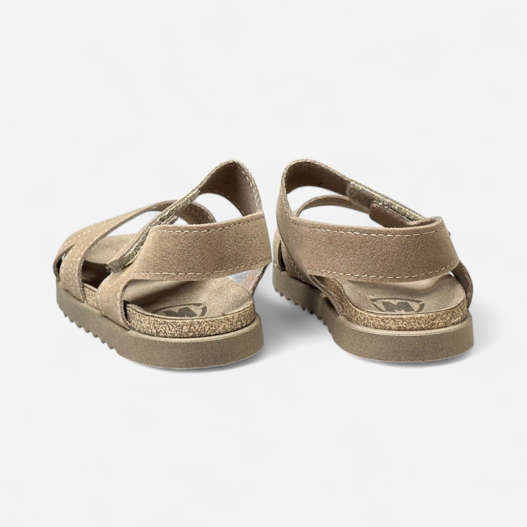 Sandália Papete Molekinho Infantil Com Velcro Camurça Areia Areia 4