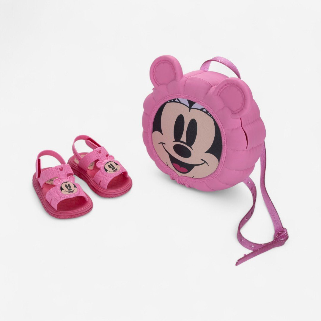 Sandália De Bebê Disney Puff Bag Minnie Rosa