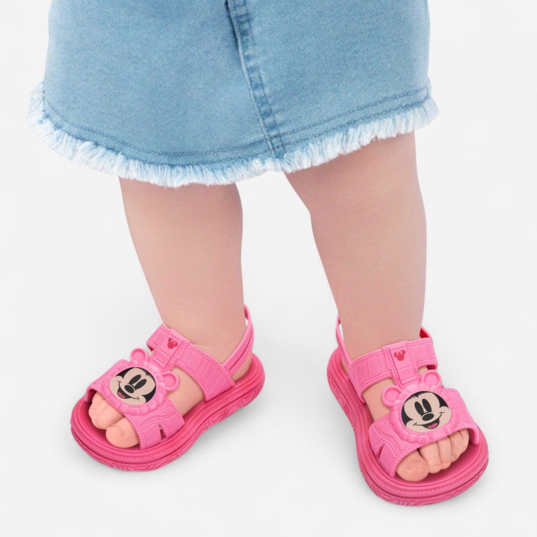 Sandália De Bebê Disney Puff Bag Minnie Rosa Rosa 4