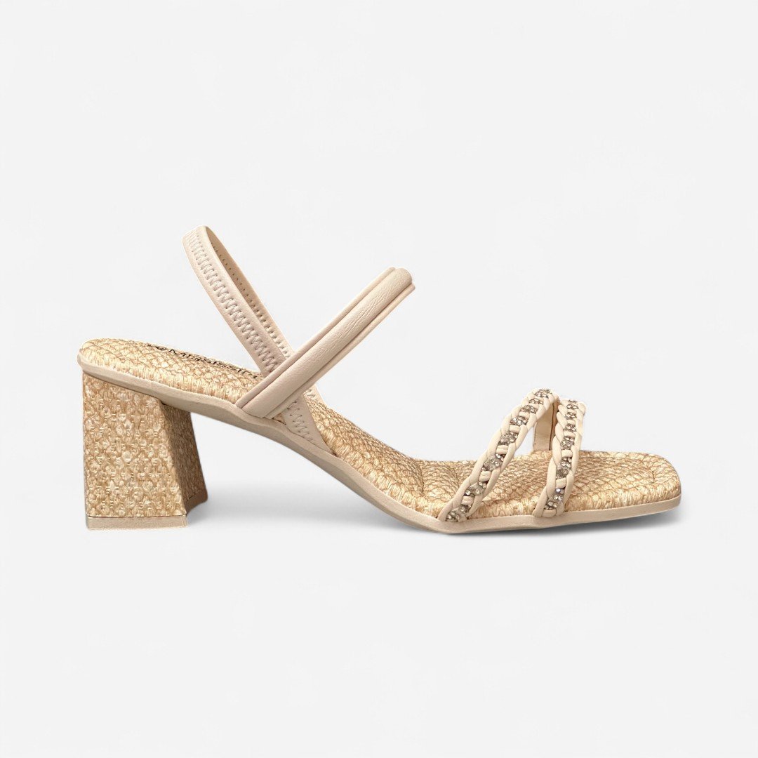 Sandália Mississipi Salto Bloco Bege