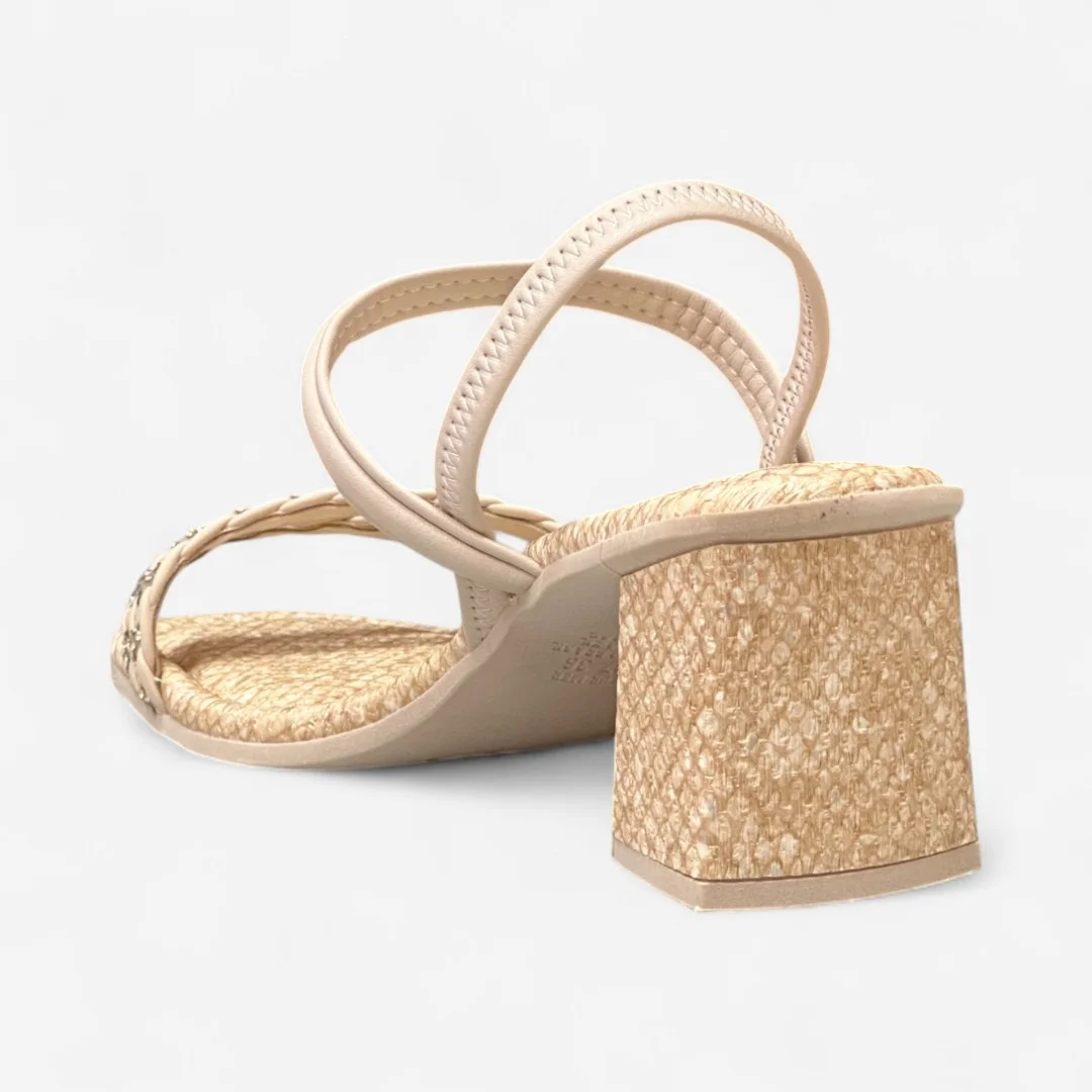 Sandália Mississipi Salto Bloco Bege Cotton 3
