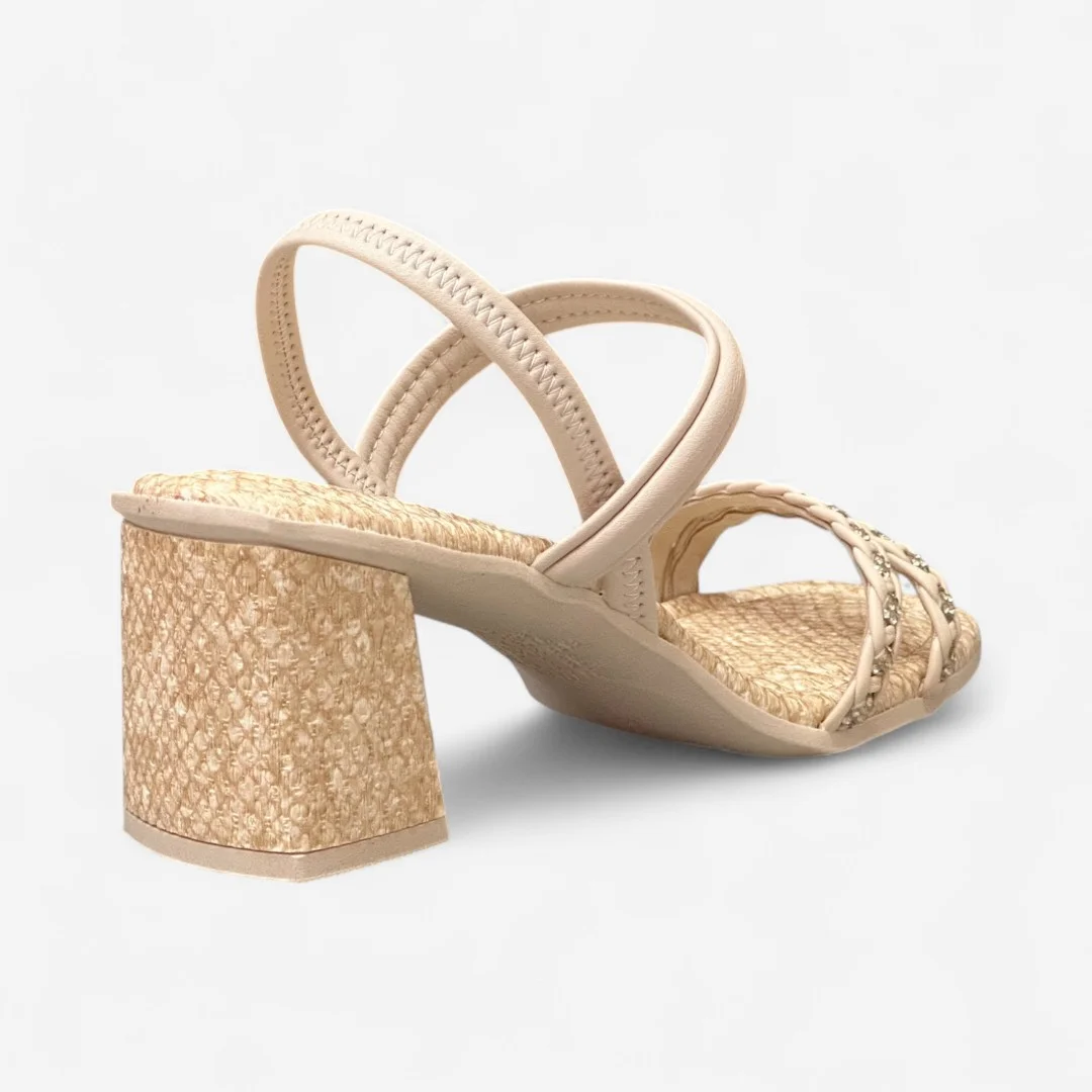 Sandália Mississipi Salto Bloco Bege Cotton 4