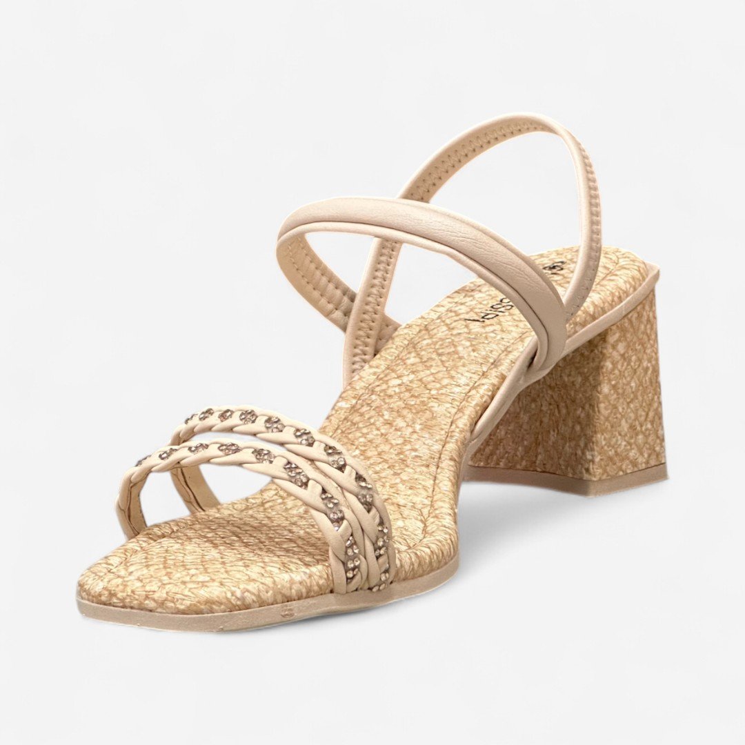Sandália Mississipi Salto Bloco Bege Cotton 5