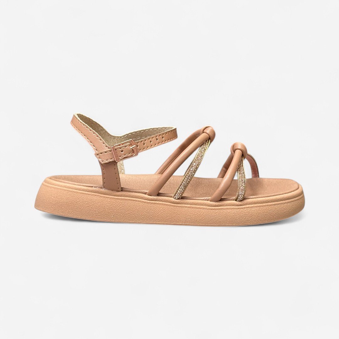 Sandália Papete Molekinha Rasteira Infantil Nude