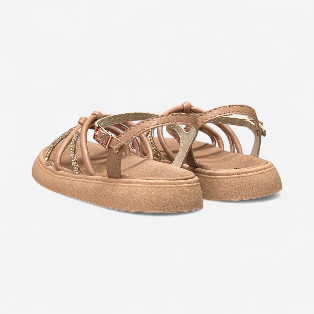 Sandália Papete Molekinha Rasteira Infantil Nude Nude 5