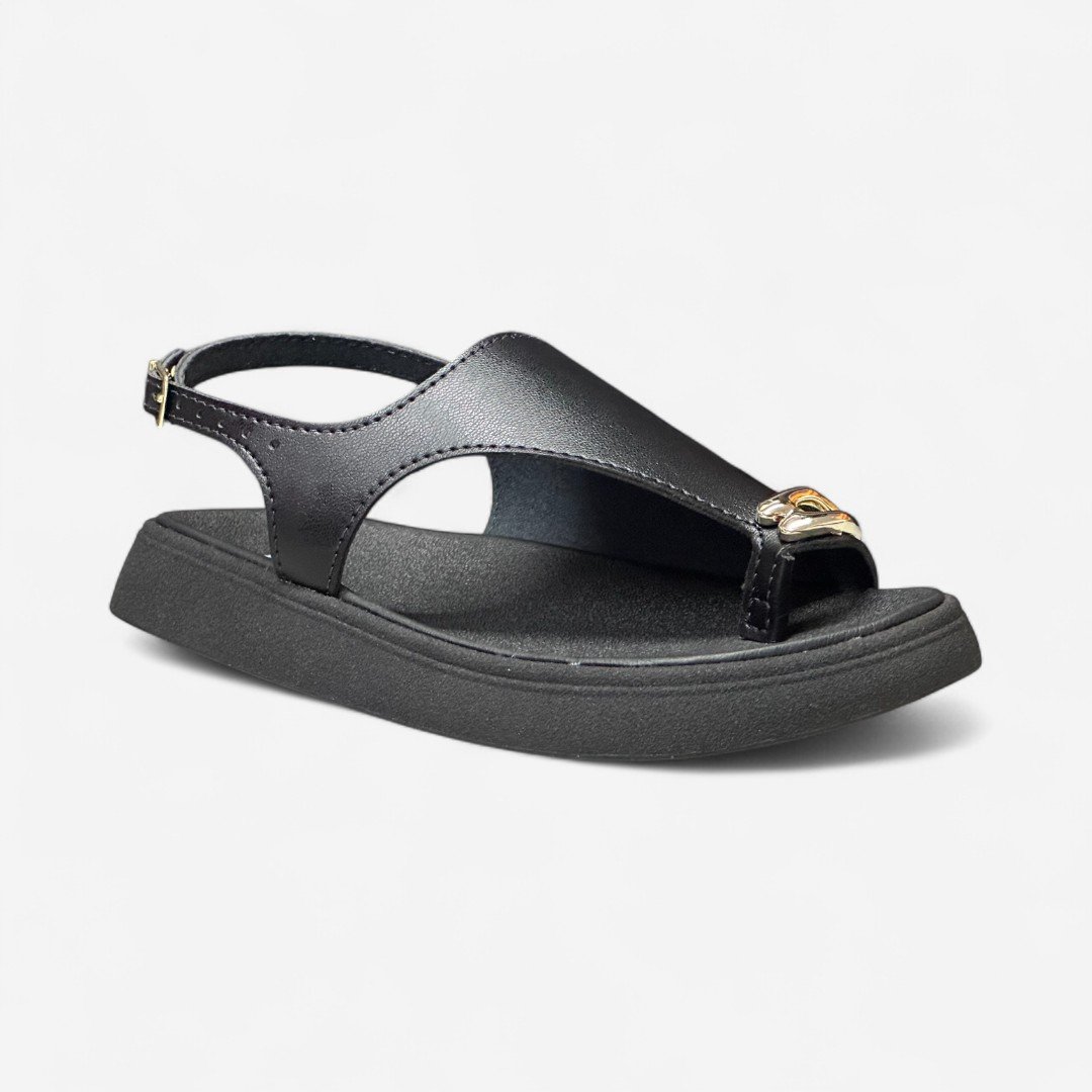 Sandália De Dedo Molekinha Rasteira Infantil Preta Preto 2