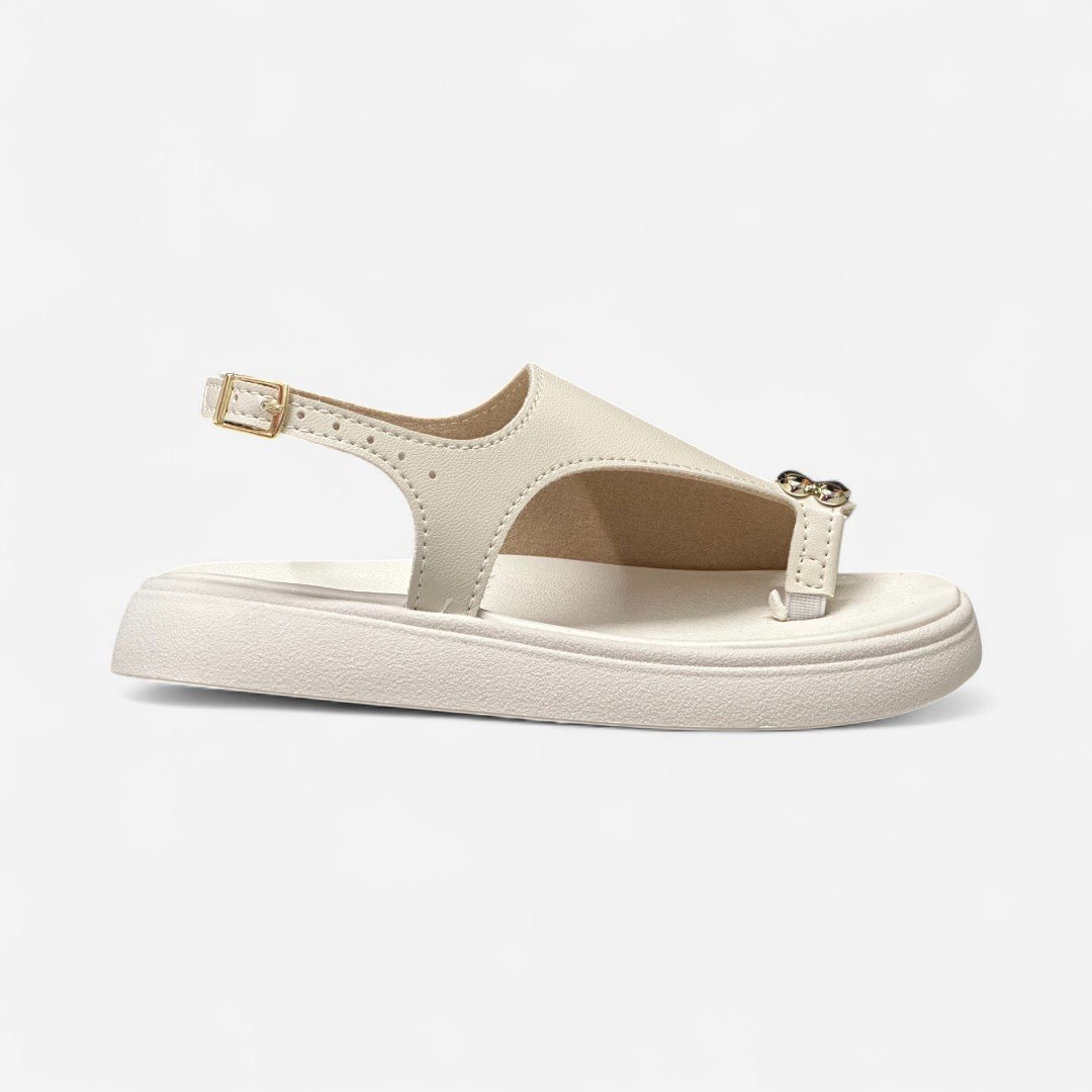 Sandália De Dedo Molekinha Rasteira Infantil Off White