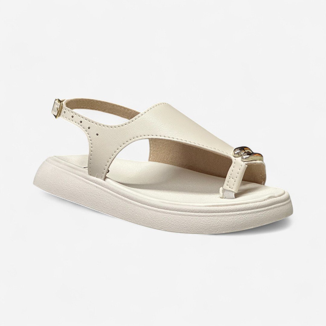 Sandália De Dedo Molekinha Rasteira Infantil Off White Branco Off 2