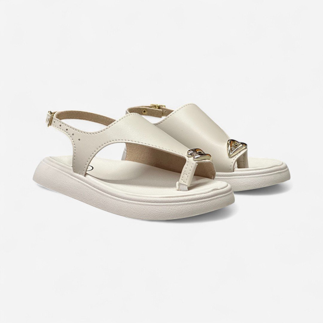 Sandália De Dedo Molekinha Rasteira Infantil Off White Branco Off 3