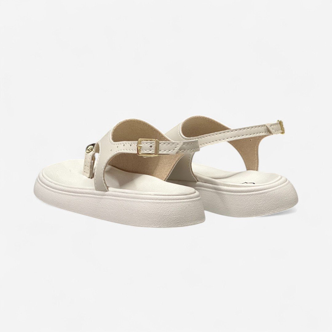 Sandália De Dedo Molekinha Rasteira Infantil Off White Branco Off 5