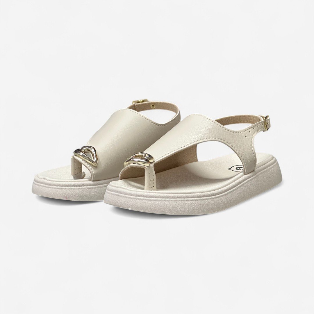 Sandália De Dedo Molekinha Rasteira Infantil Off White Branco Off 4