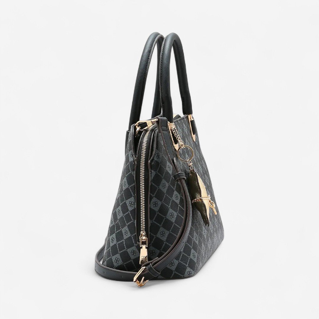 Bolsa Feminina Chenson Monograma Elemento Gráfico Preto Preto 3