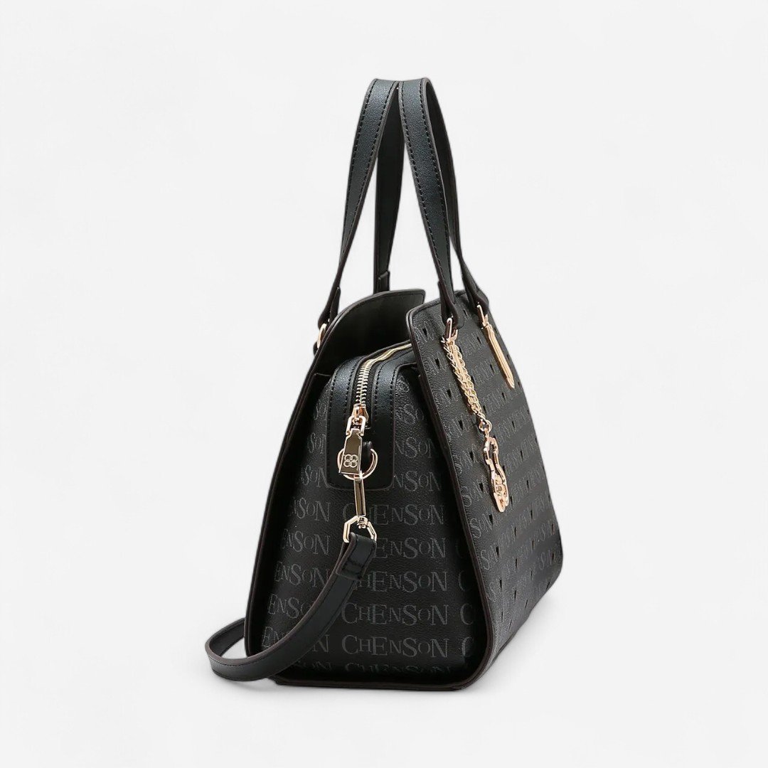Bolsa Feminina Chenson Cristal Monograma Preto Preto 4
