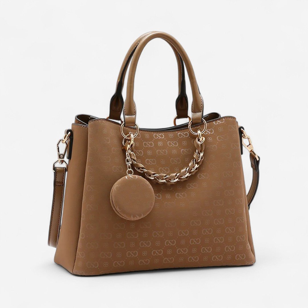 Bolsa Feminina Chenson Relevo Monograma Mão Marrom