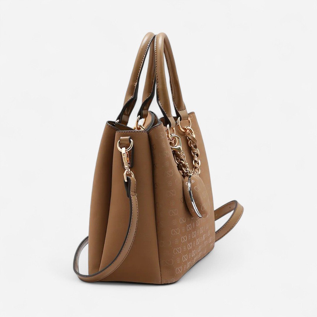 Bolsa Feminina Chenson Relevo Monograma Mão Marrom Marrom 3