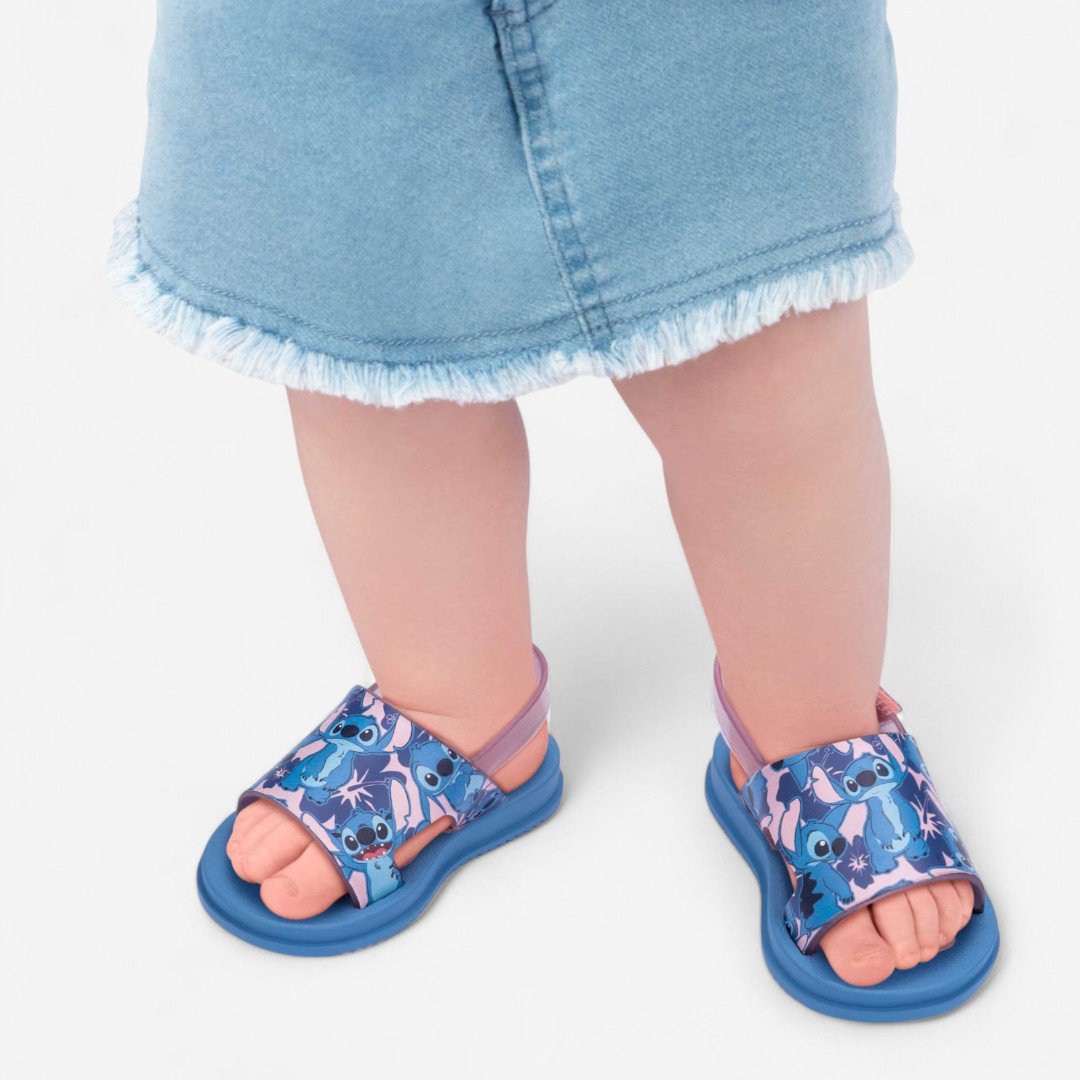 Sandália Infantil Stitch Hora Do Lanche Grendene Kids Azul Azul/Rosa 3