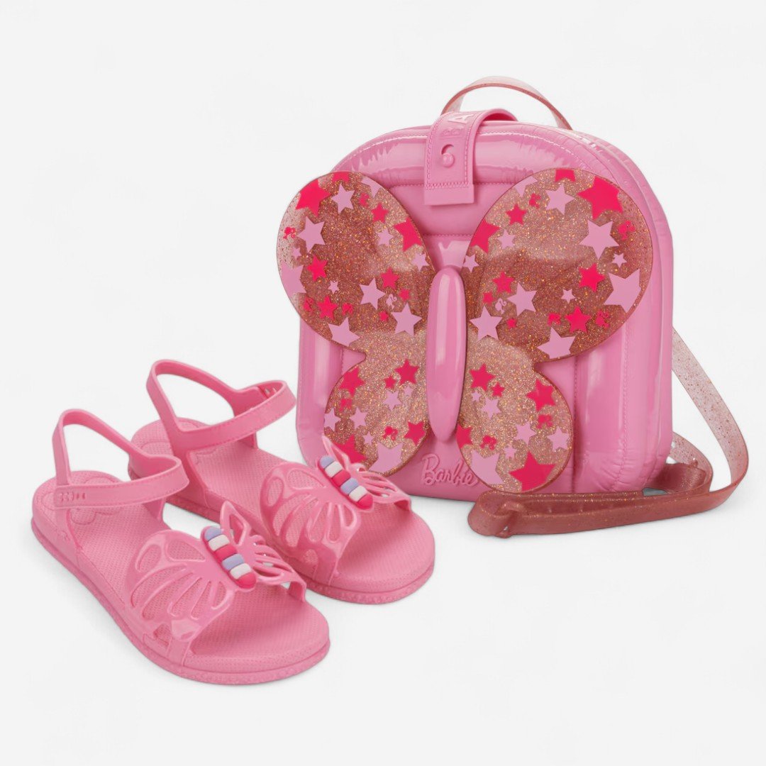 Sandália Infantil Barbie Fly Com Mochila Rosa