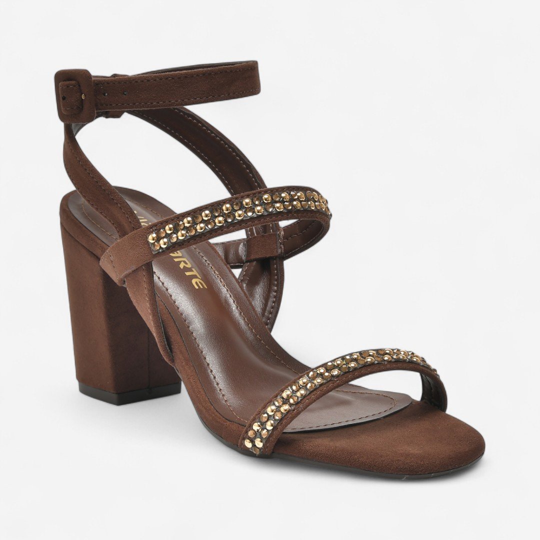 Sandália Via Marte Salto Feminina Camurça Marrom Dark Brown 2