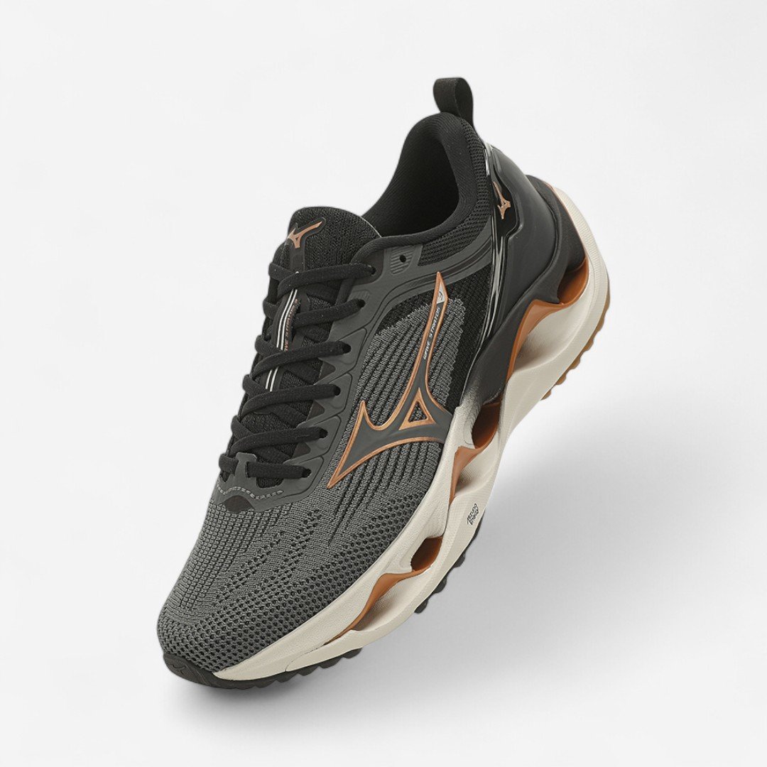 Tênis de Corrida Feminino Mizuno Wave Stratos 3 Chumbo Chumbo/Bronze 2