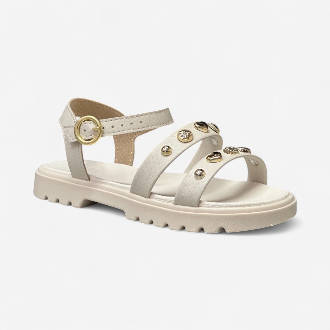 Sandália Rasteira Molekinha Infantil Off White Branco Off 2