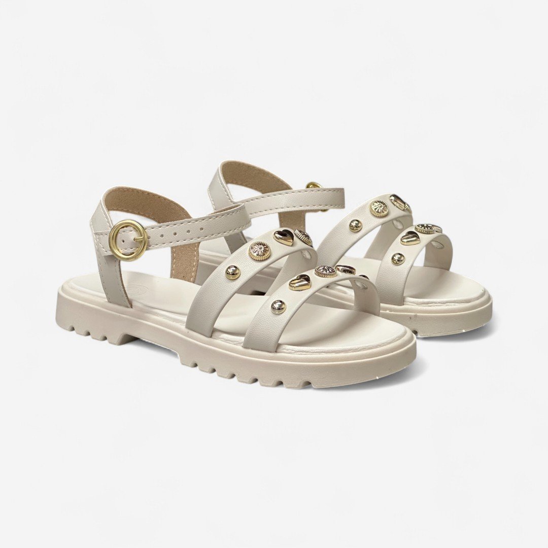 Sandália Rasteira Molekinha Infantil Off White Branco Off 3