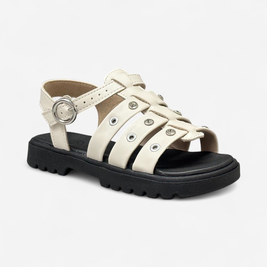 Sandália Rasteira Molekinha Infantil Off White Branco Off 2