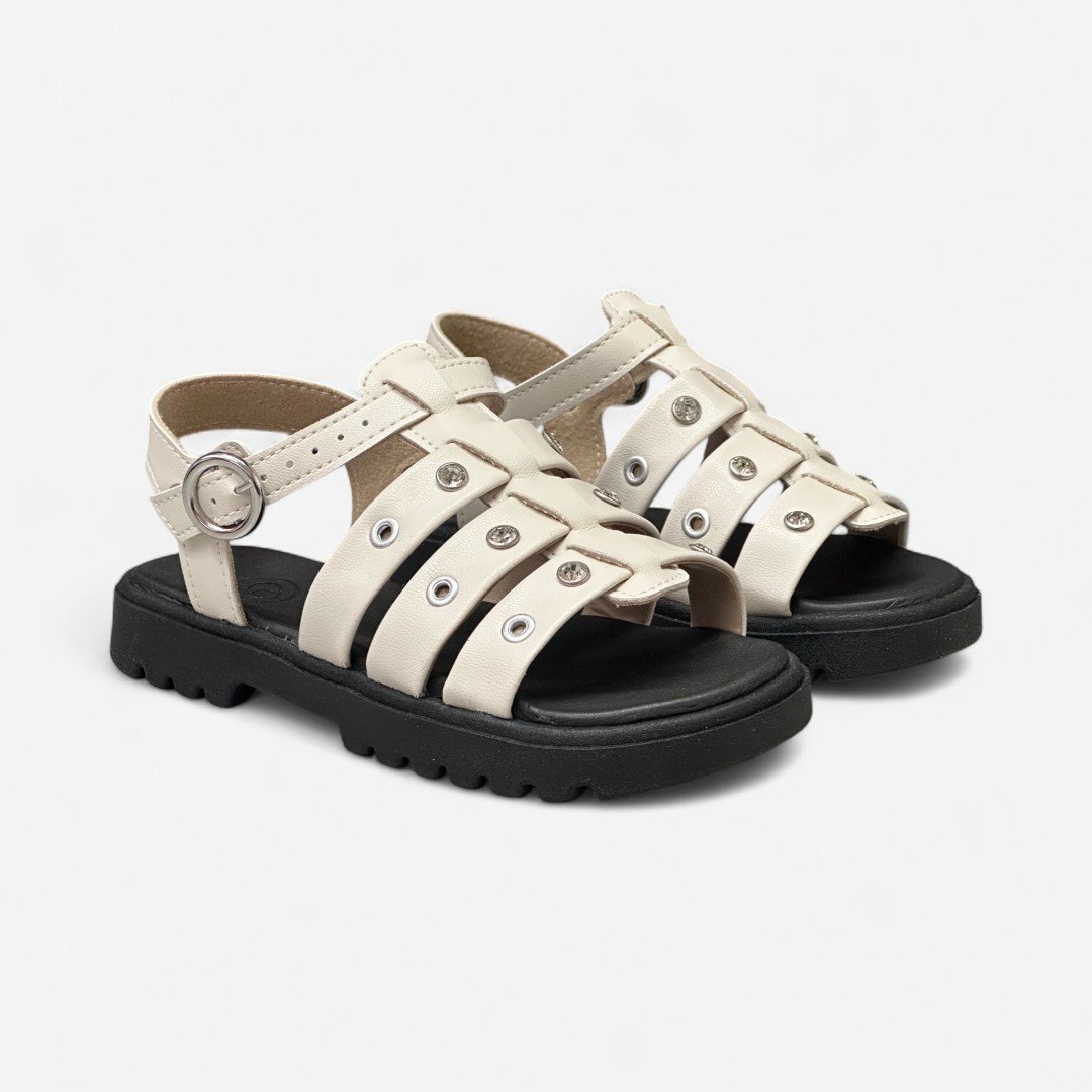 Sandália Rasteira Molekinha Infantil Off White Branco Off 3