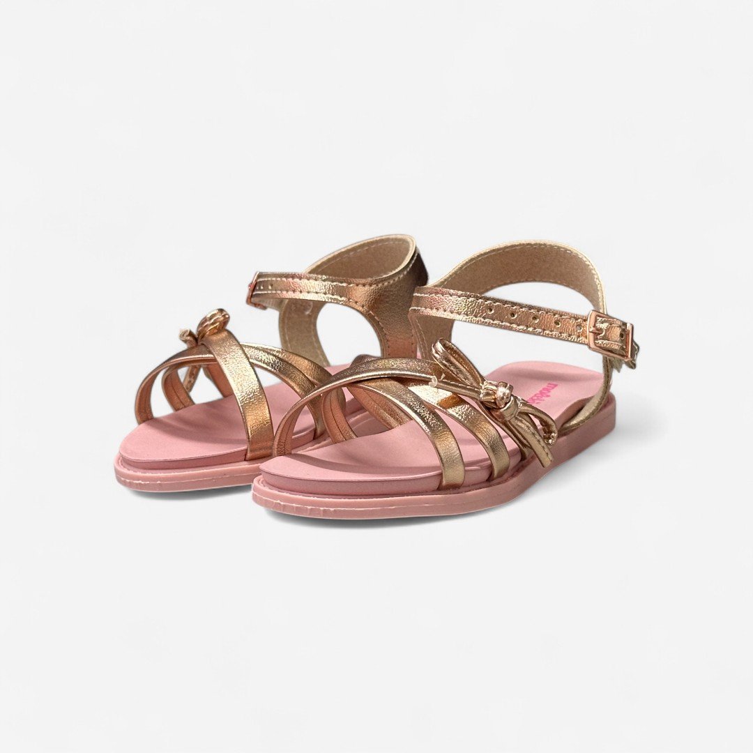 Sandália Rasteira Infantil Molekinha Metalizada Ouro Rosado Ouro Rosado 4