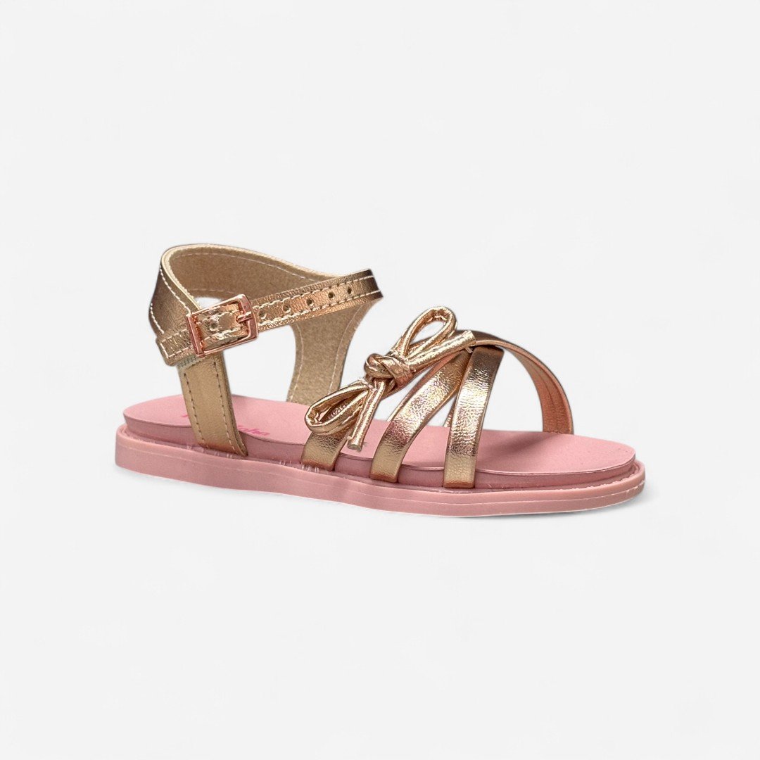 Sandália Rasteira Infantil Molekinha Metalizada Ouro Rosado Ouro Rosado 2