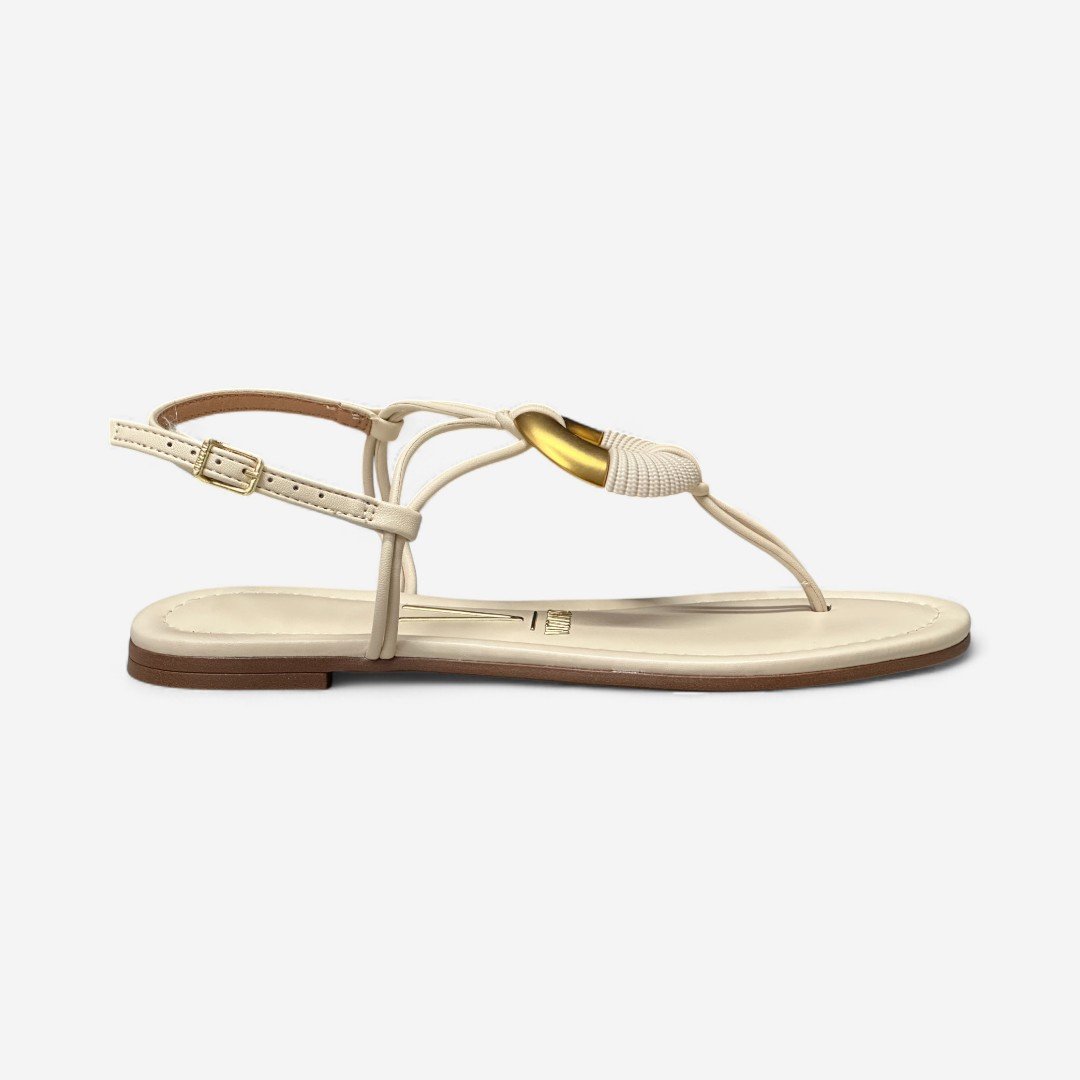 Sandália Rasteira Vizzano Detalhe Orgânico Creme
