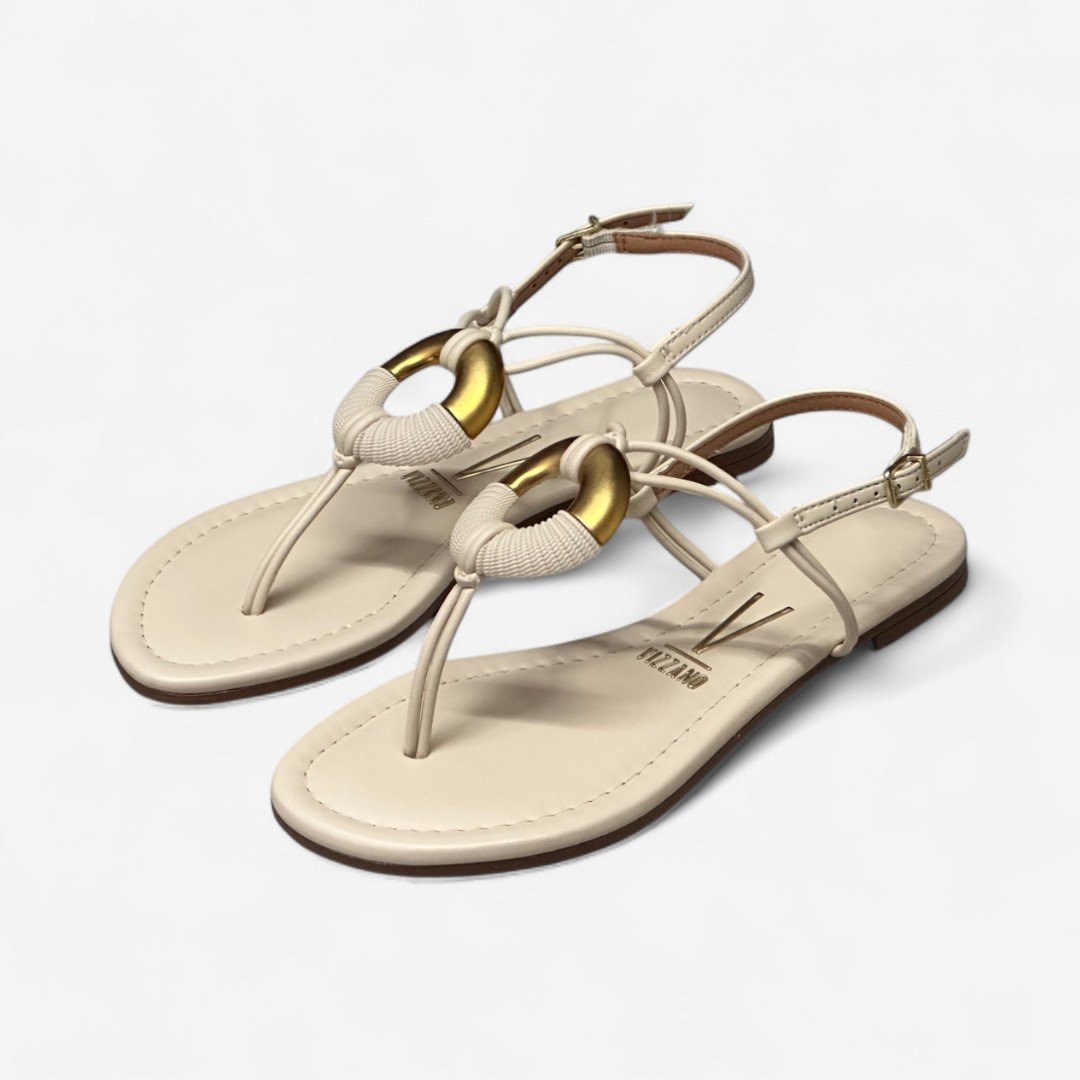 Sandália Rasteira Vizzano Detalhe Orgânico Creme Creme 4