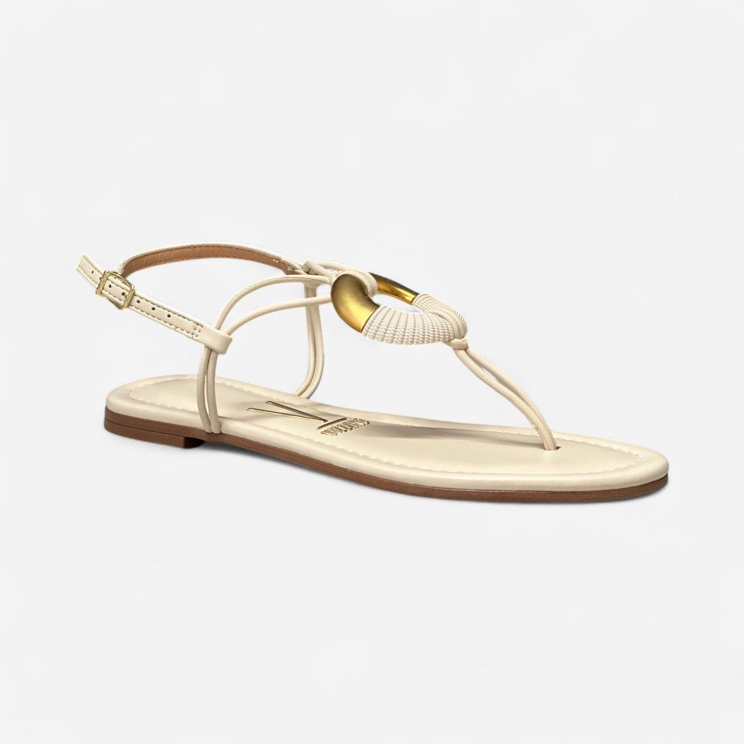 Sandália Rasteira Vizzano Detalhe Orgânico Creme Creme 2